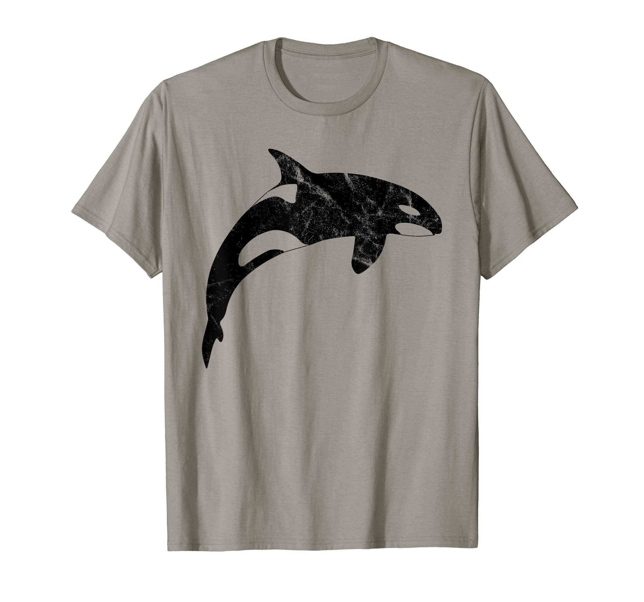 Orca Whale Distressed T-Shirt - Minimalist Print Men Women - T-Shirt, Sweatshirt, Hoodie