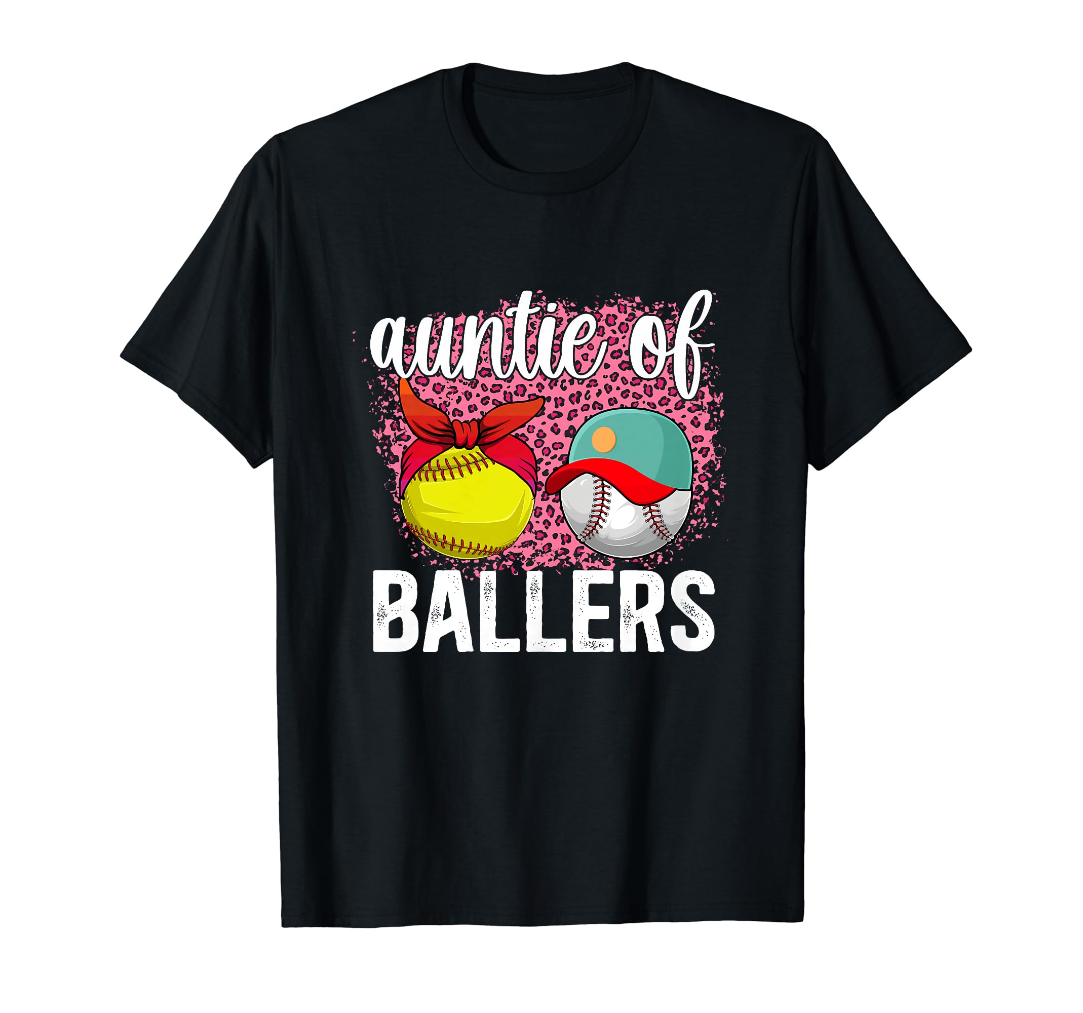 Auntie Ballers Leopard Softball T-Shirt - Casual Everyday Wear for Adults - T-Shirt, Sweatshirt, Hoodie