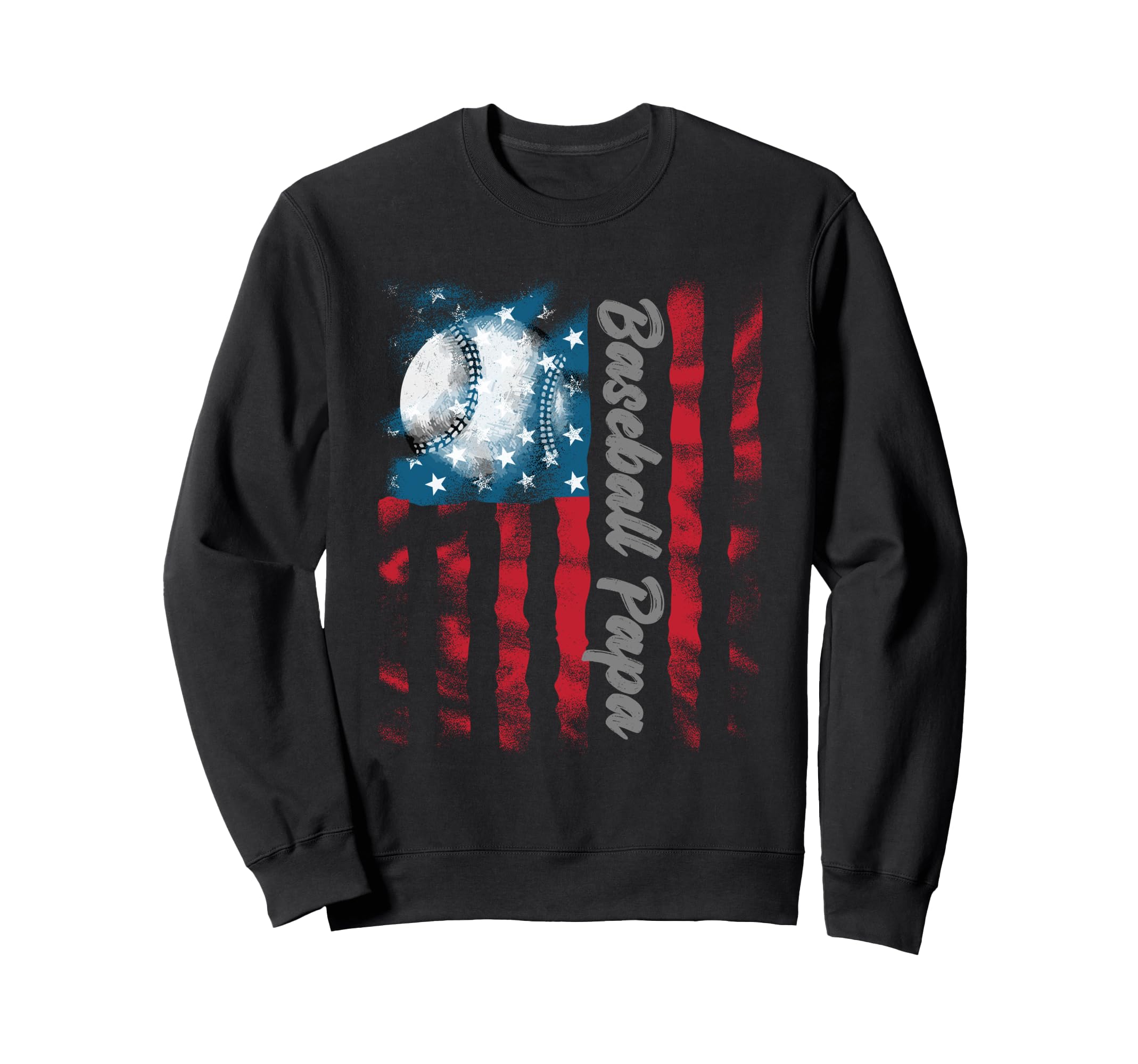 Baseball Papa American Flag Sweatshirt - Minimalist Print for Adults - T-Shirt, Sweatshirt, Hoodie