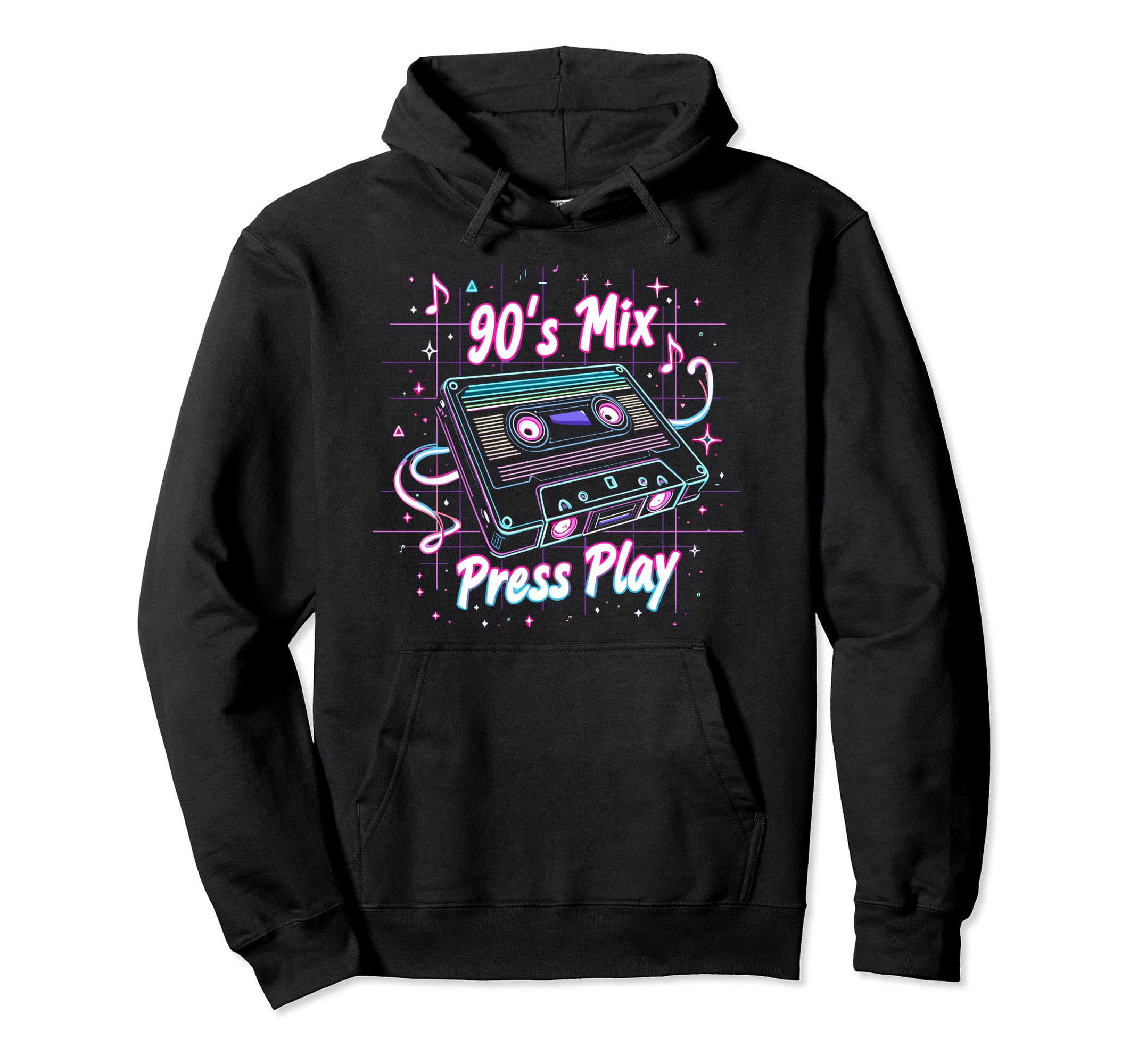 90S Mix Press Play Cassette Tape Hoodie - Unique Graphic Unisex - T-Shirt, Sweatshirt, Hoodie