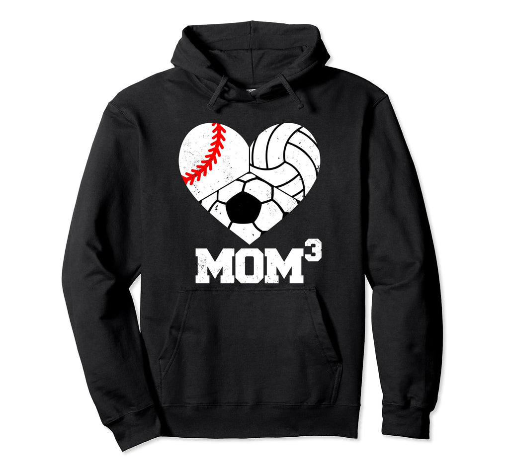 Mom Cubed Mom3 Mom Three Baseball Hoodie - Novelty Apparel for Adults - T-Shirt, Sweatshirt, Hoodie