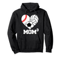 Mom Cubed Mom3 Mom Three Baseball Hoodie - Novelty Apparel for Adults - T-Shirt, Sweatshirt, Hoodie