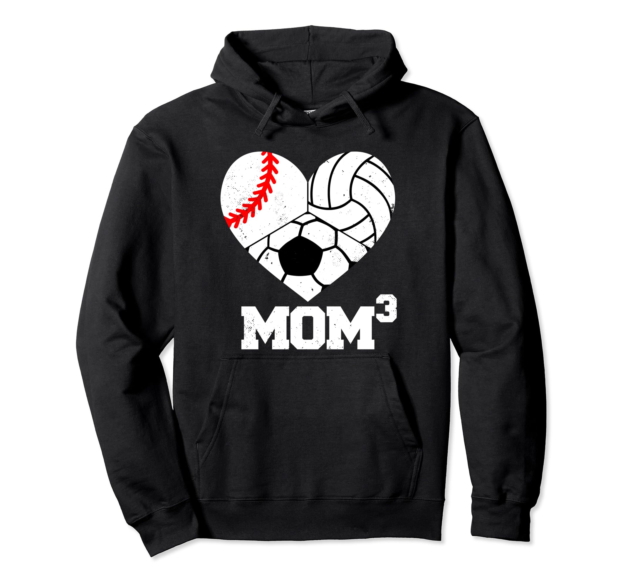 Mom Cubed Mom3 Mom Three Baseball Hoodie - Novelty Apparel for Adults - T-Shirt, Sweatshirt, Hoodie