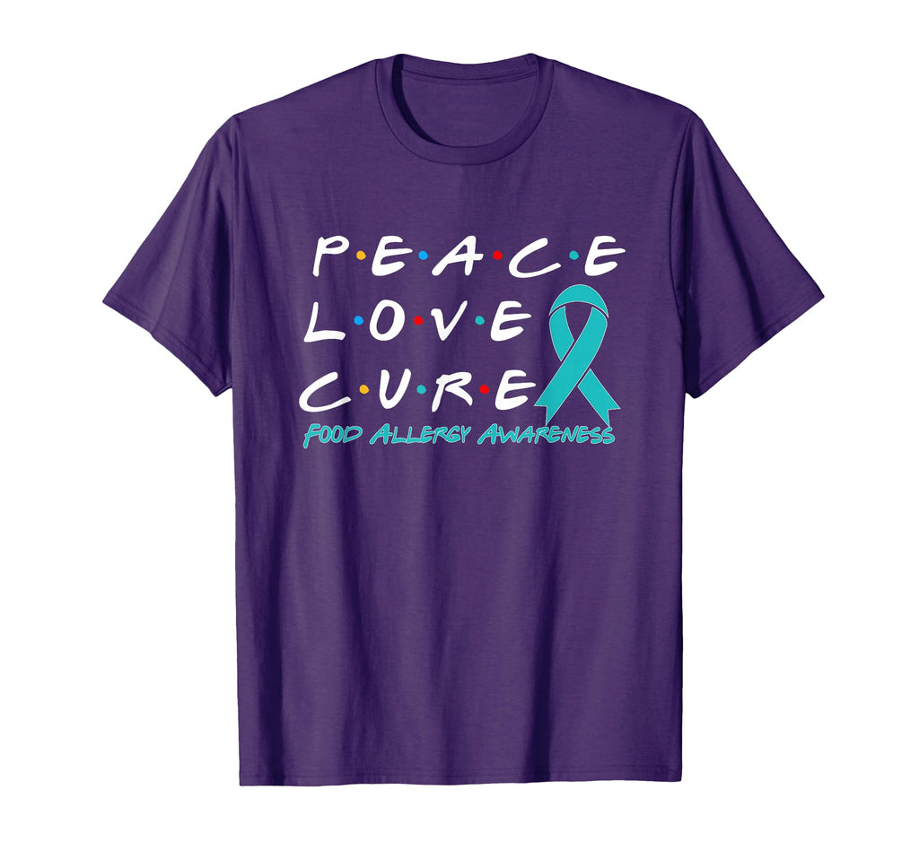 Food Allergy Awareness Peace Love T-Shirt - Fun Novelty Design Men Women - T-Shirt, Sweatshirt, Hoodie