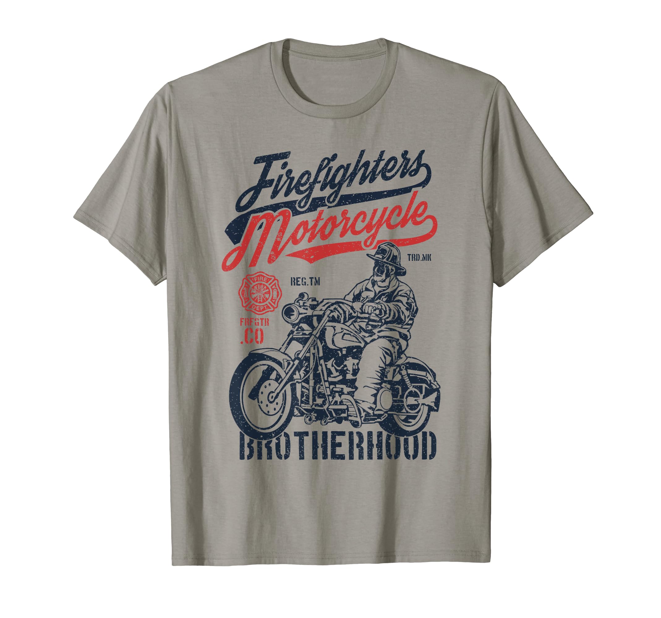Distressed Firefighter Fireman Motocycle T-Shirt - Graphic Print Men Women - T-Shirt, Sweatshirt, Hoodie