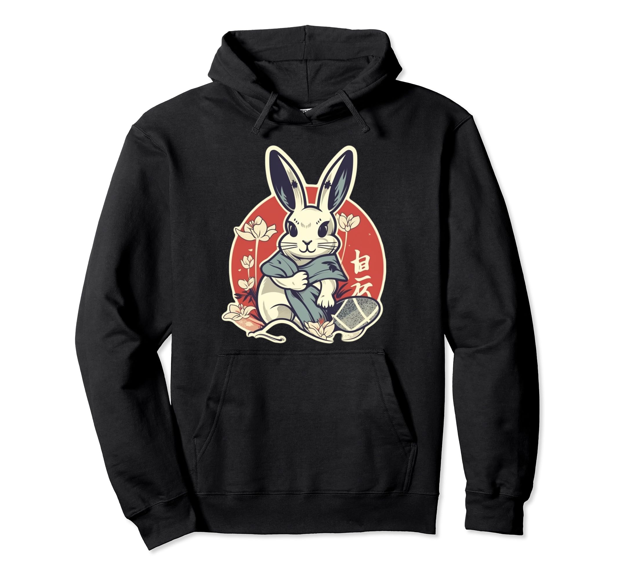Tradtional Japanese Art Rabbit Bunny Hoodie - Streetwear Style for Adults - T-Shirt, Sweatshirt, Hoodie
