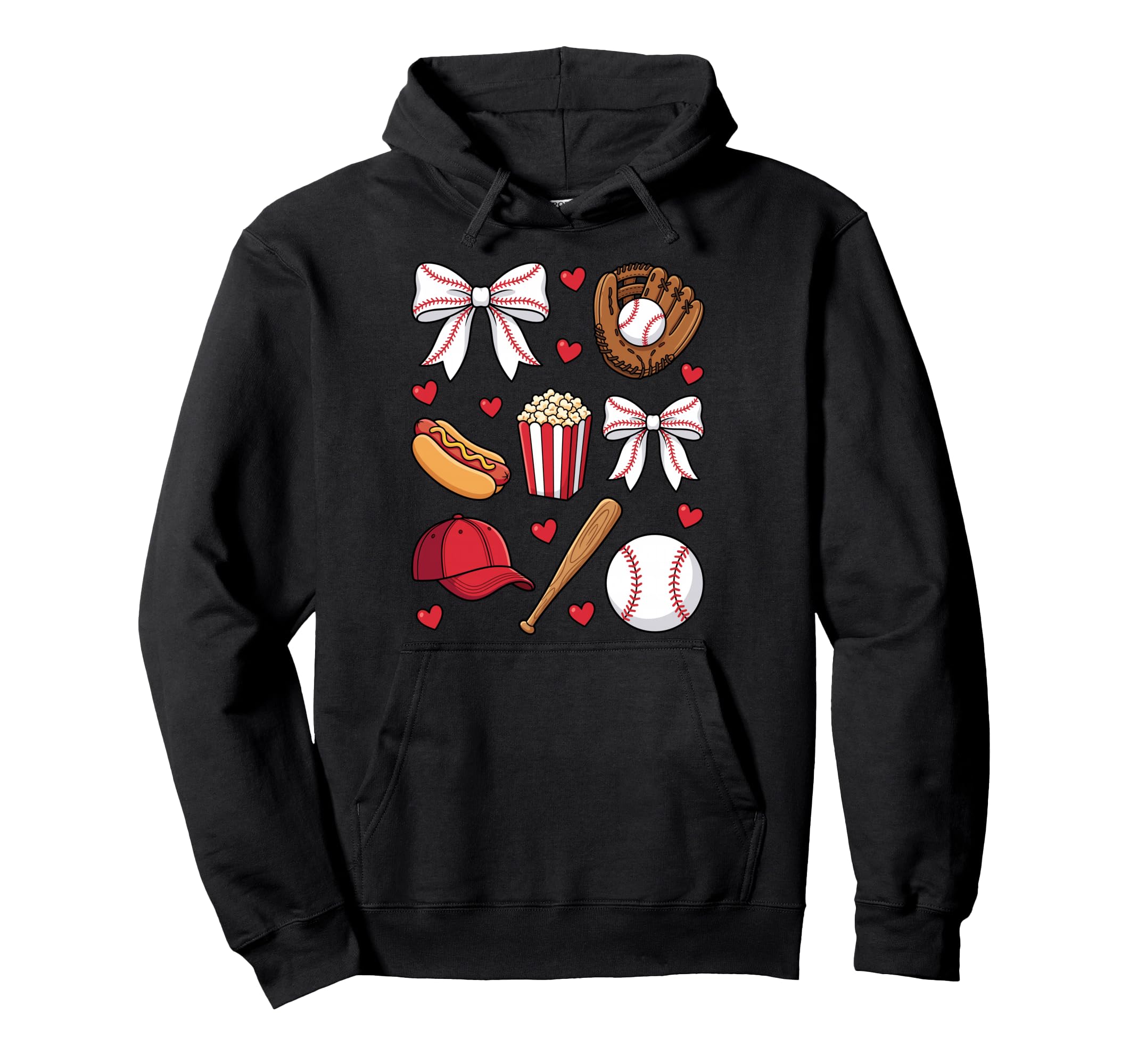 Baseball Coquette Bow Mom Mama Hoodie - Unique Graphic Unisex - T-Shirt, Sweatshirt, Hoodie