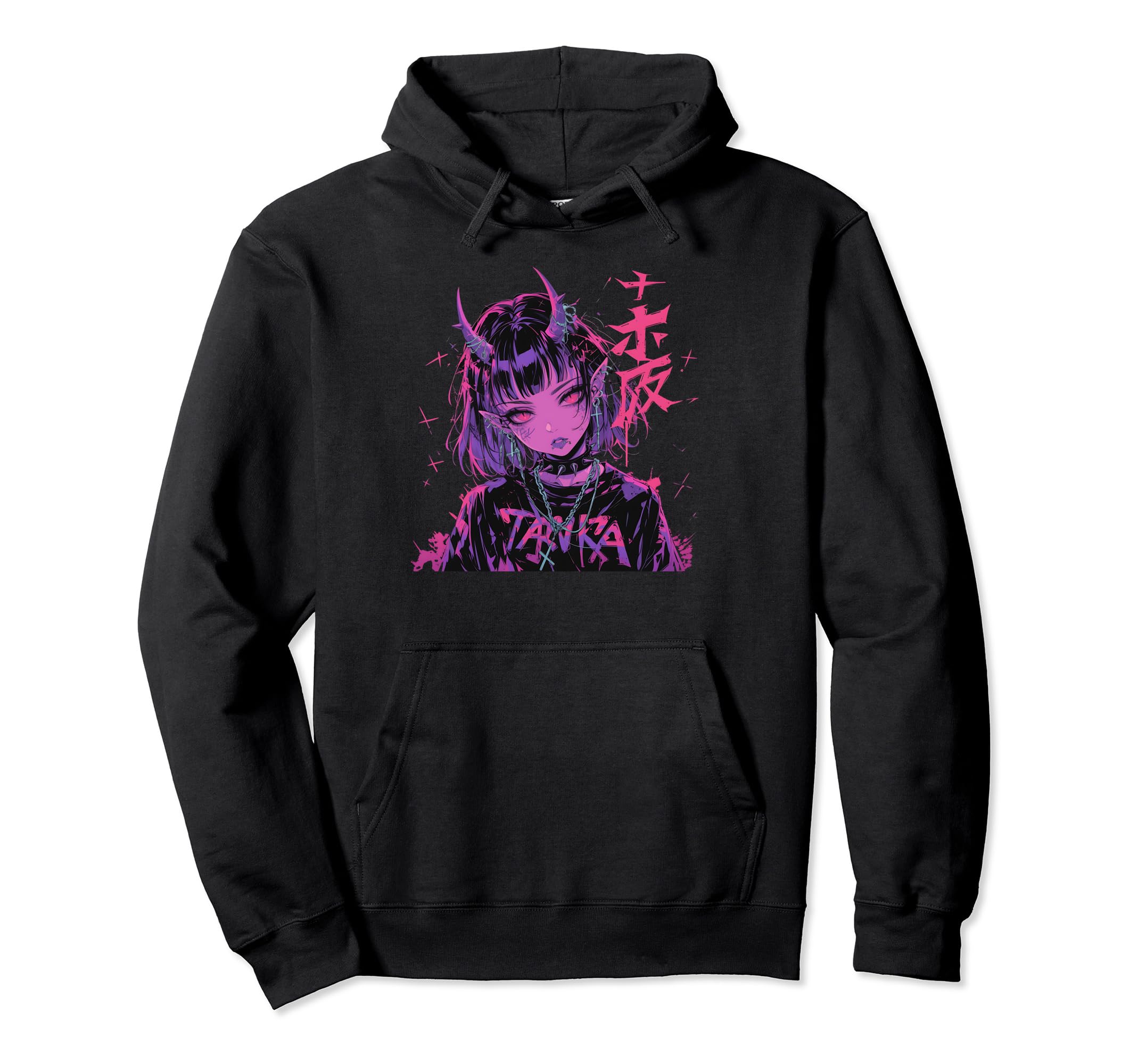 Goth Grunge Demon Anime Waifu Horror Hoodie - Streetwear Style Men Women - T-Shirt, Sweatshirt, Hoodie