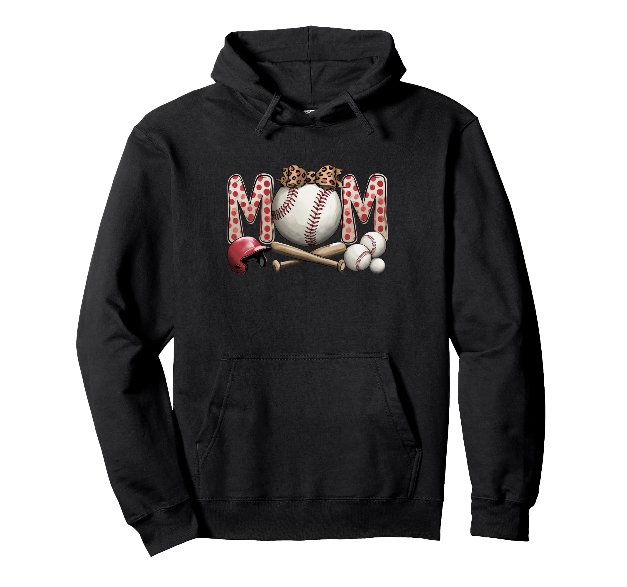 Leopard American Baseball Mom Mama Hoodie - Fun Novelty Design for Adults - T-Shirt, Sweatshirt, Hoodie