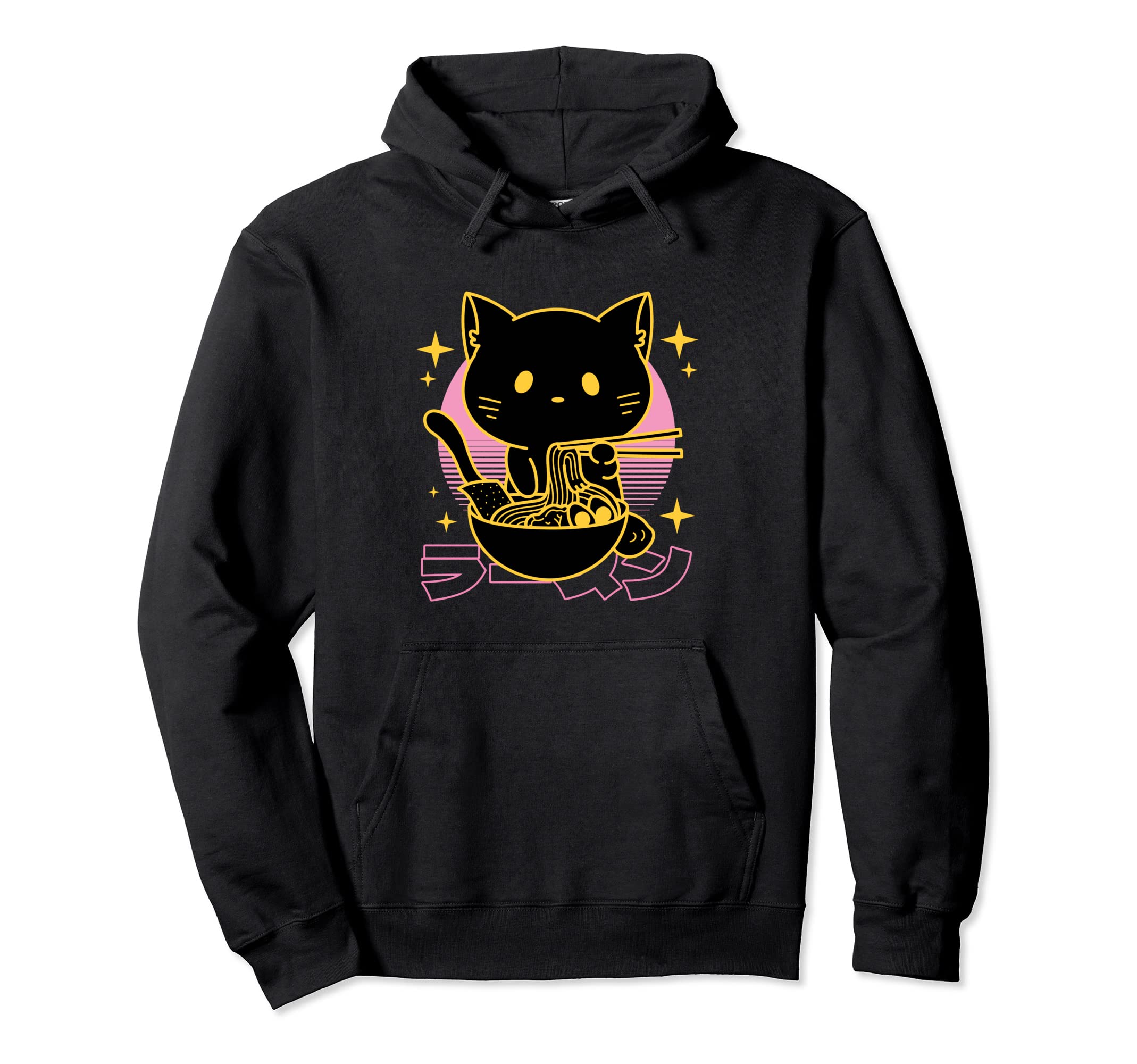 Cat Eating Ramen Noodles Japanese Hoodie - Custom Art Print for Adults - T-Shirt, Sweatshirt, Hoodie