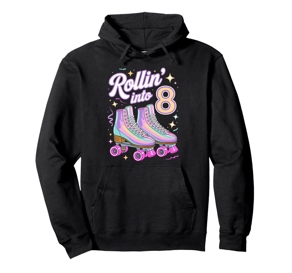 Rollin Into 8 Roller Skating 8Th Hoodie - Minimalist Print for Adults - T-Shirt, Sweatshirt, Hoodie