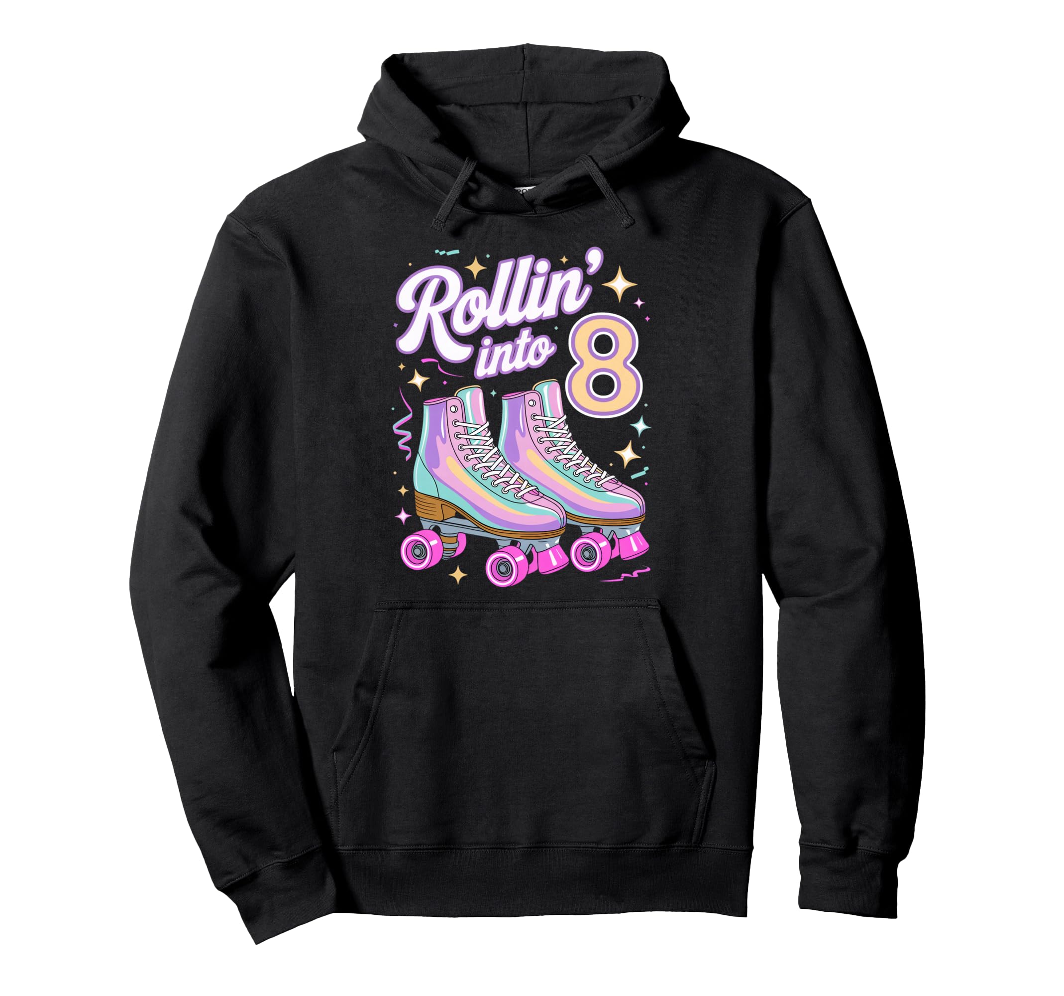 Rollin Into 8 Roller Skating 8Th Hoodie - Minimalist Print for Adults - T-Shirt, Sweatshirt, Hoodie