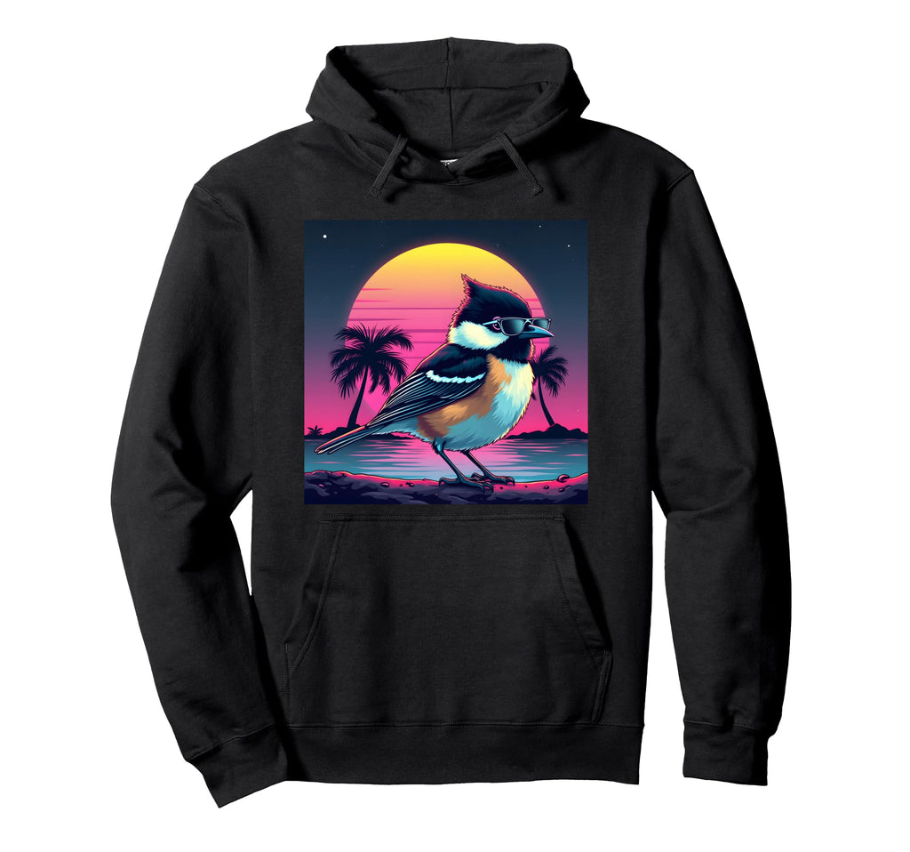 Black Capped Chickadee Bird Sunglasses Hoodie - Novelty Apparel for Adults - T-Shirt, Sweatshirt, Hoodie