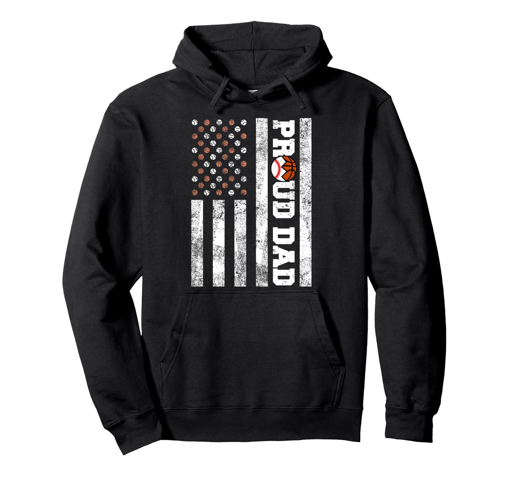 Proud Dad American Flag Funny Baseball Hoodie - Graphic Print for Adults - T-Shirt, Sweatshirt, Hoodie