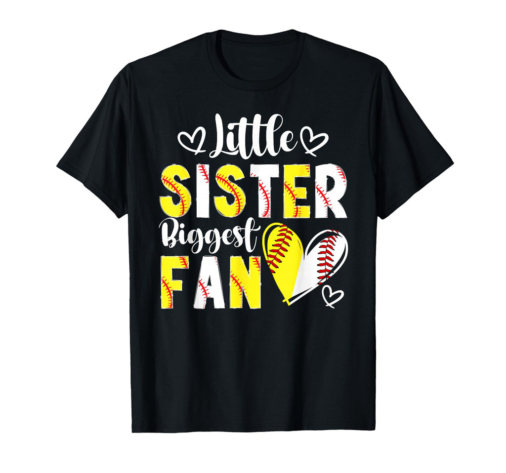 Little Sister Biggest Fan Baseball T-Shirt - Fun Novelty Design for Adults - T-Shirt, Sweatshirt, Hoodie