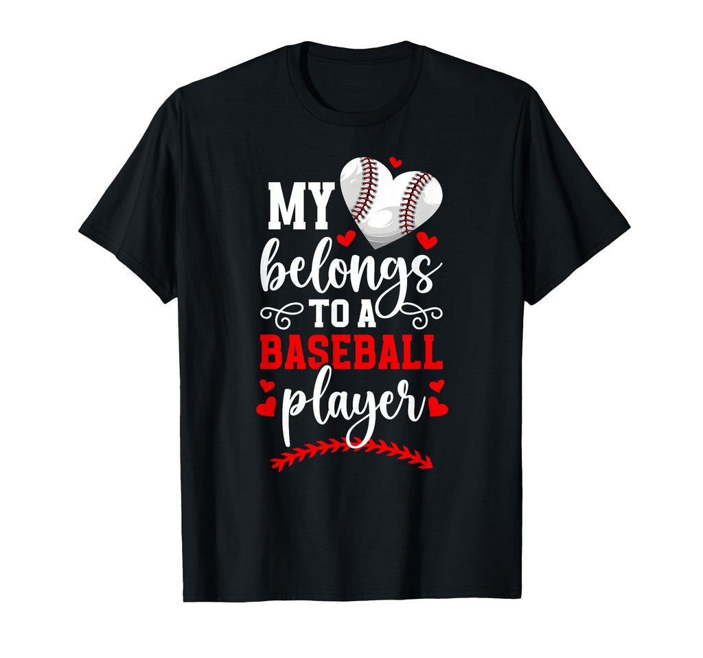 My Heart Baseball Girlfriend Baseball T-Shirt - Custom Art Print Unisex - T-Shirt, Sweatshirt, Hoodie