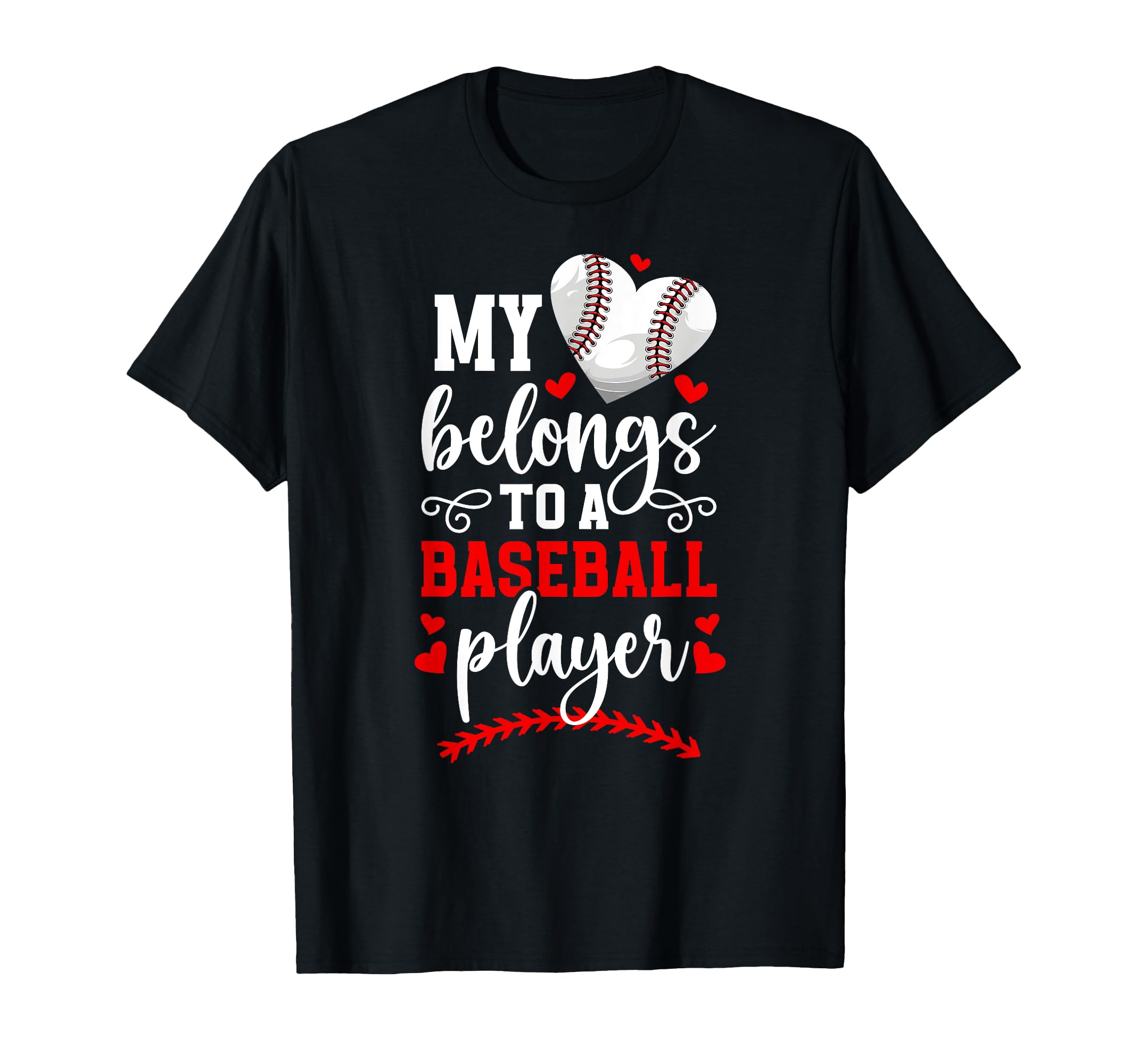 My Heart Baseball Girlfriend Baseball T-Shirt - Custom Art Print Unisex - T-Shirt, Sweatshirt, Hoodie