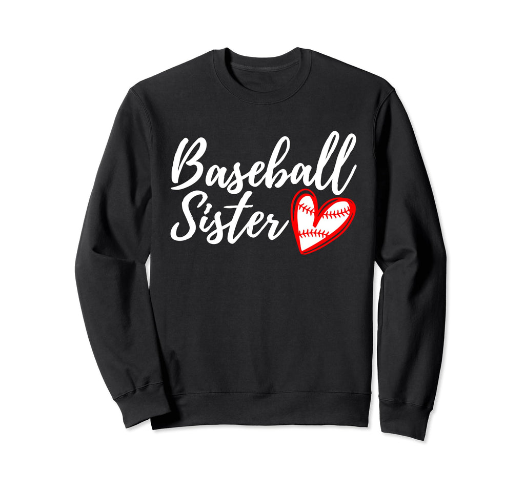 Baseball Sister Heart Matching Sweatshirt - Casual Everyday Wear Unisex - T-Shirt, Sweatshirt, Hoodie