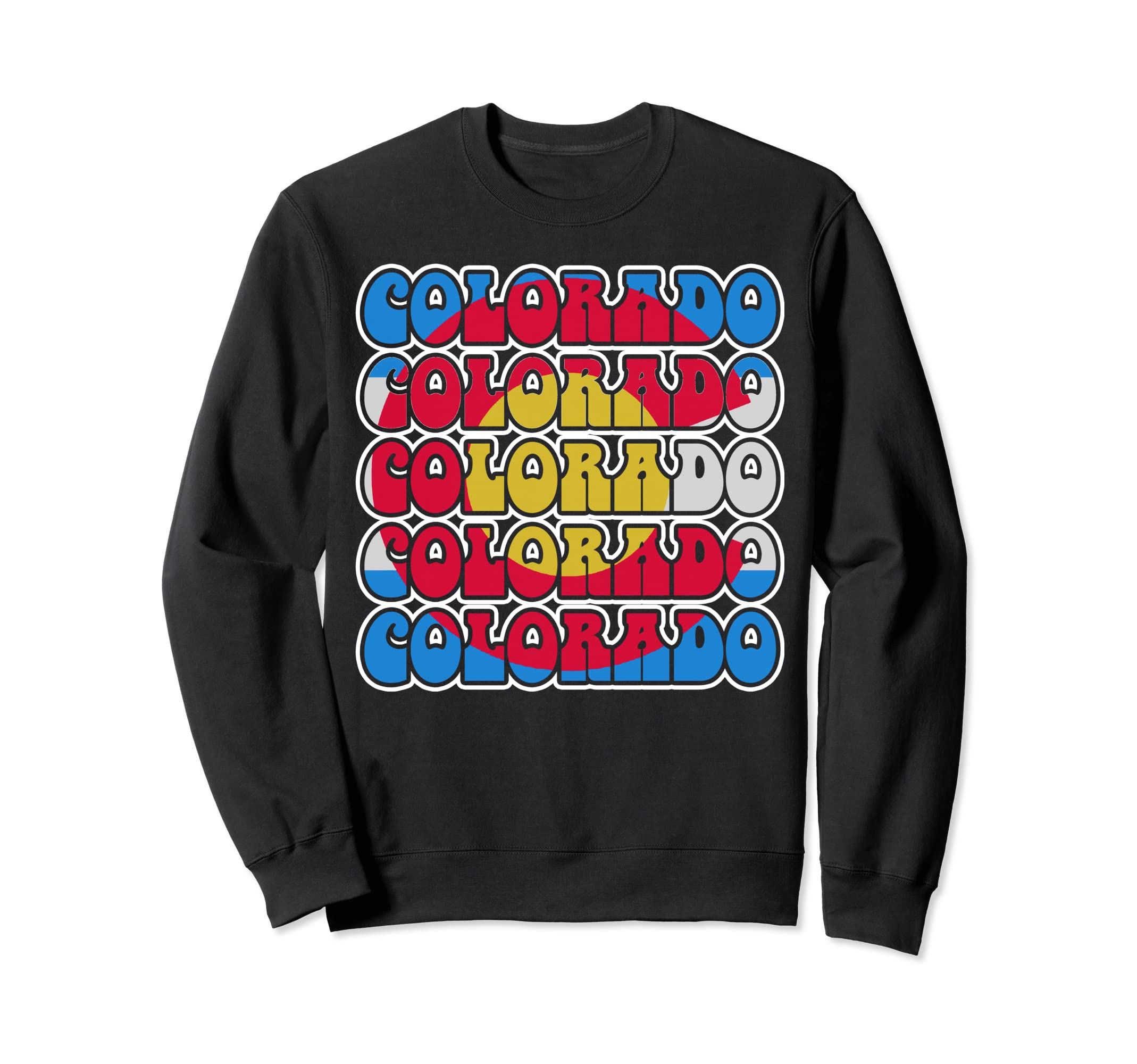 Colorado Flag Typography 70S State Sweatshirt - Graphic Print Men Women - T-Shirt, Sweatshirt, Hoodie