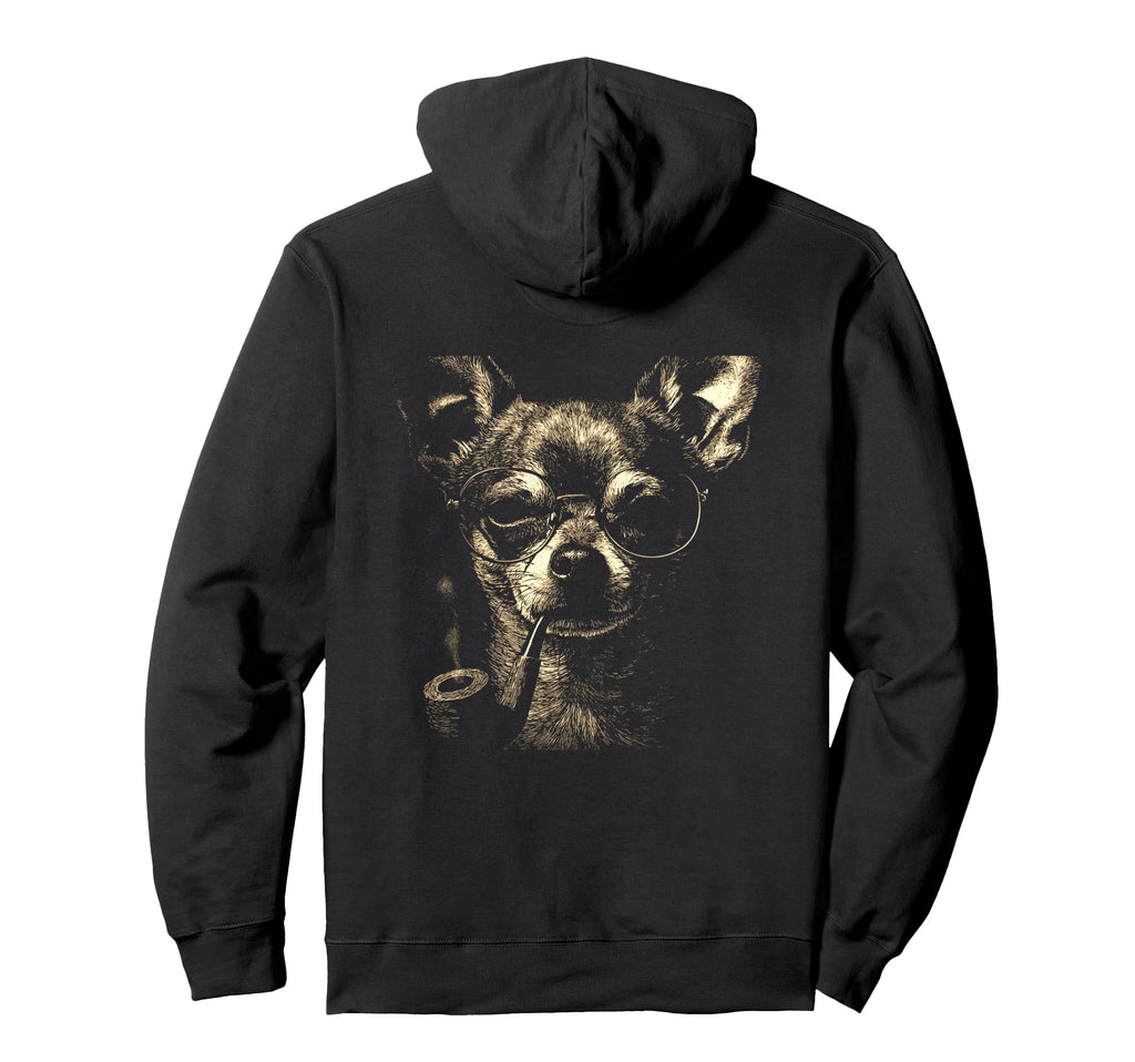 Chihuahua Smoking Pipe Glasses Grunge Hoodie - Trendy Graphic Men Women - T-Shirt, Sweatshirt, Hoodie