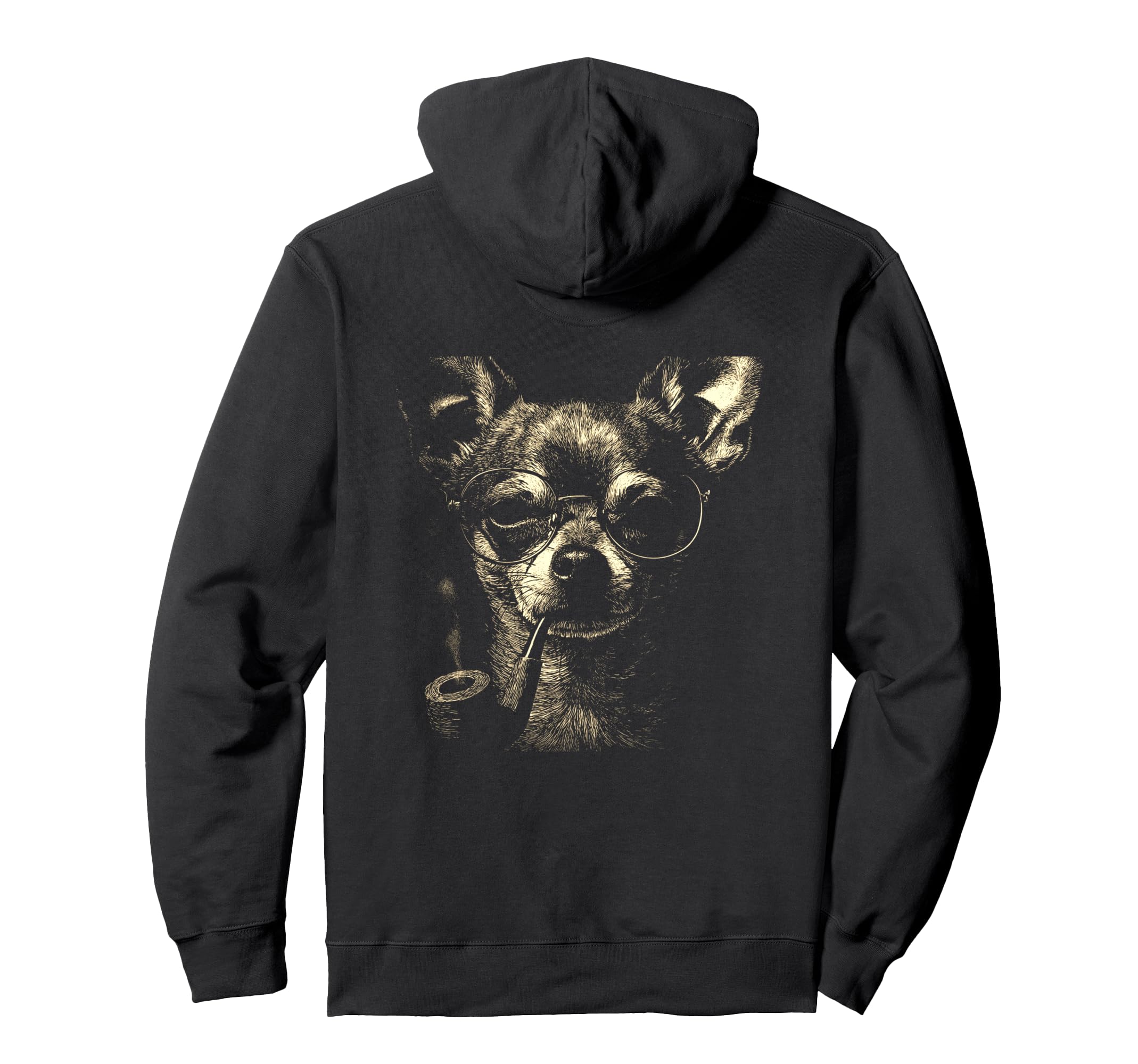 Chihuahua Smoking Pipe Glasses Grunge Hoodie - Trendy Graphic Men Women - T-Shirt, Sweatshirt, Hoodie