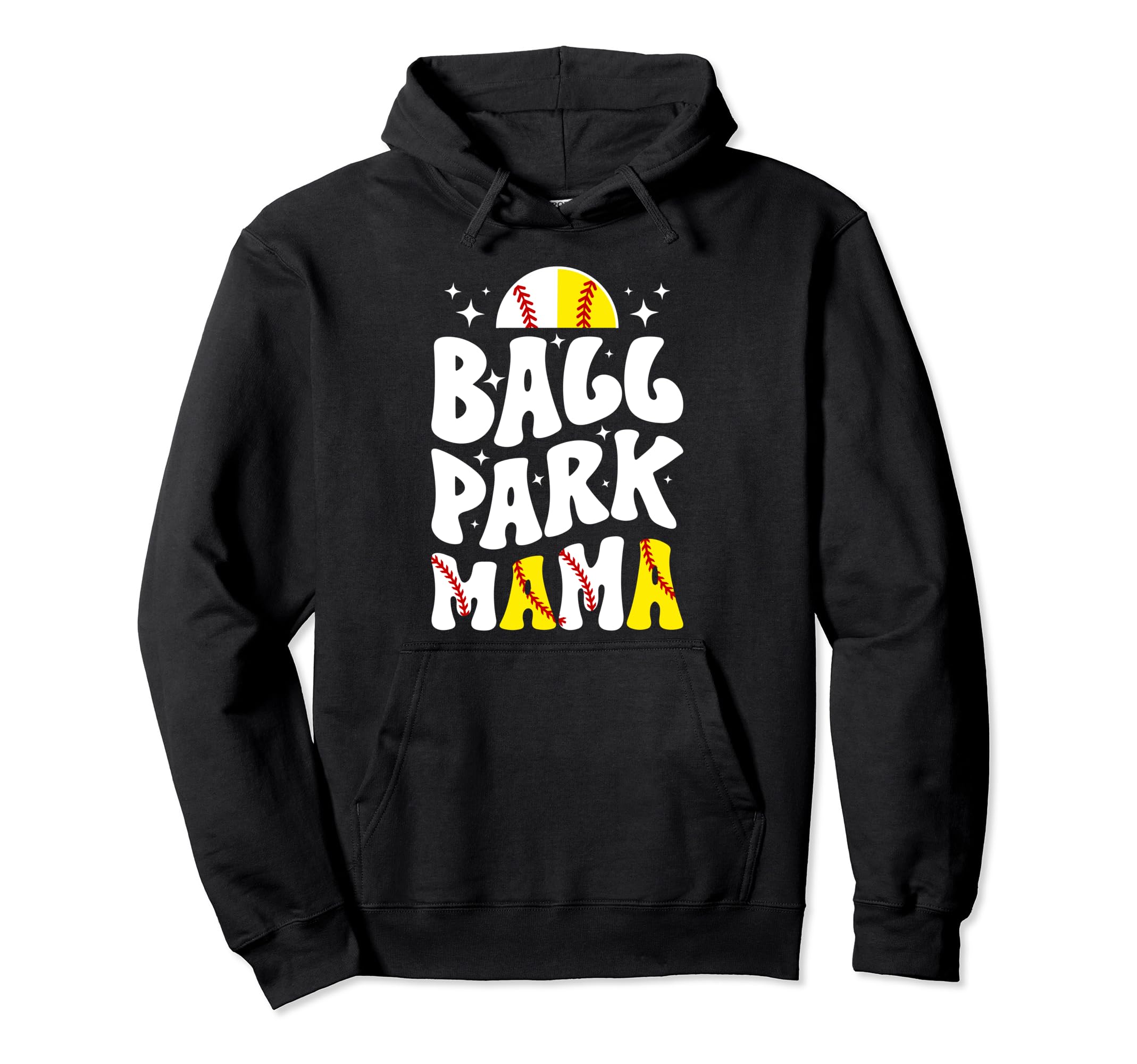 Ballpark Mama Groovy Softball Baseball Hoodie - Minimalist Print Unisex - T-Shirt, Sweatshirt, Hoodie