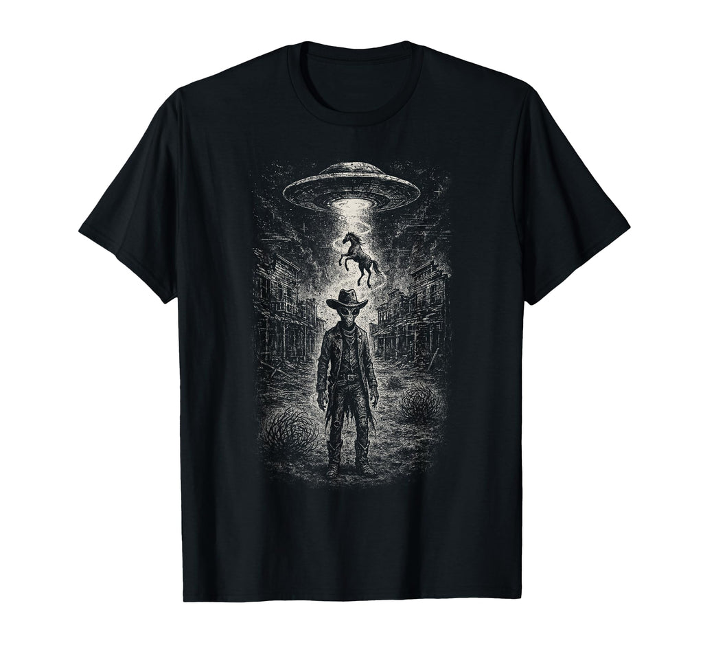 Alien Cowboy Ufo Abduction Western Sci T-Shirt - Trendy Graphic Men Women - T-Shirt, Sweatshirt, Hoodie
