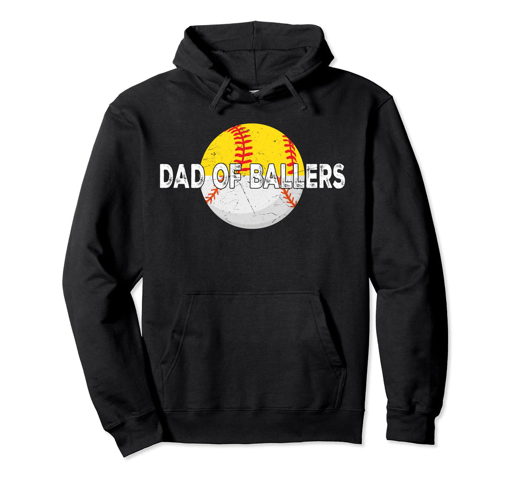 Dad Ballers Baseball Softball Fathers Hoodie - Casual Everyday Wear Unisex - T-Shirt, Sweatshirt, Hoodie
