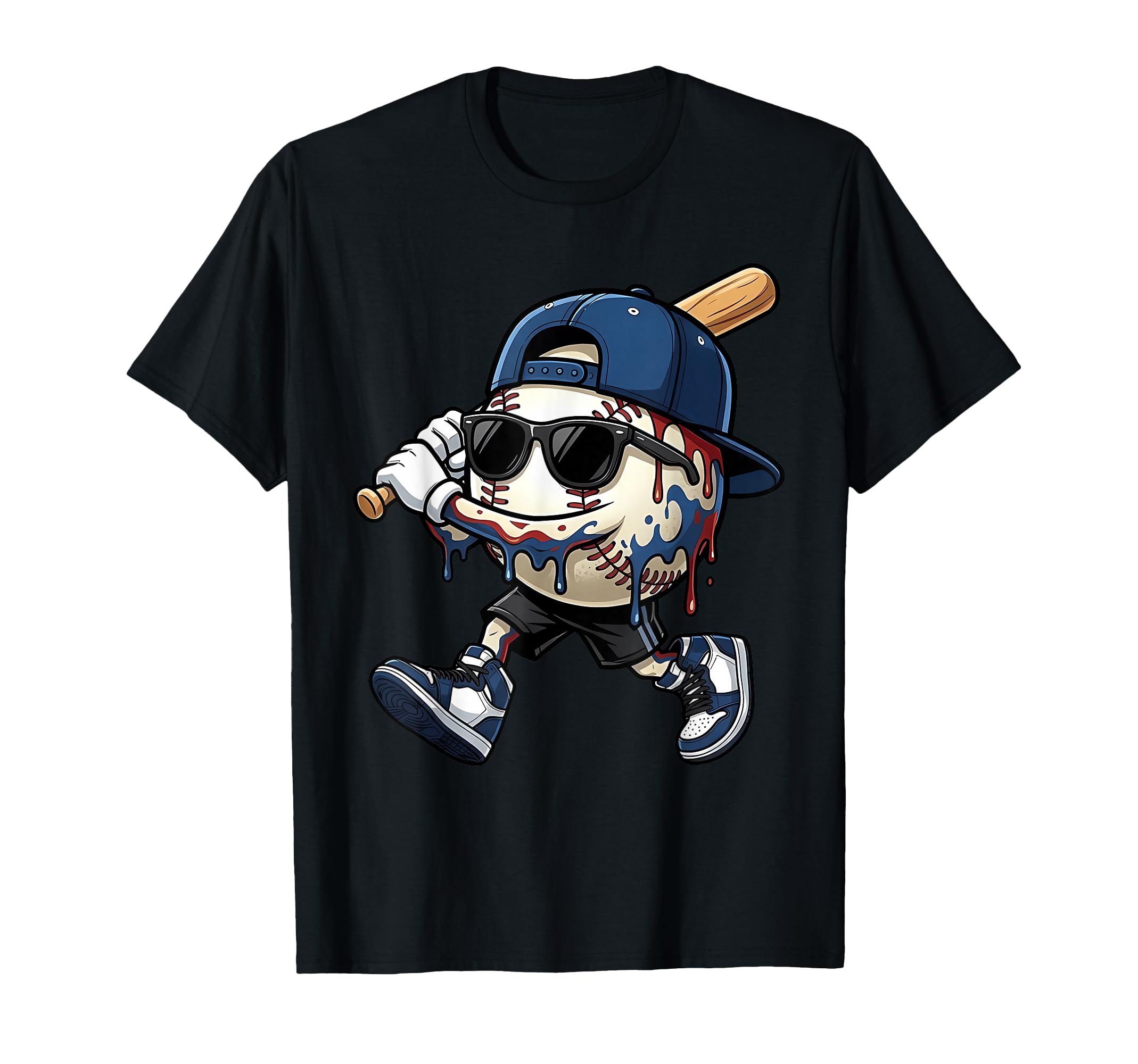 Baseball Drip Ice Cream Drip Baseball T-Shirt - Graphic Print Men Women - T-Shirt, Sweatshirt, Hoodie