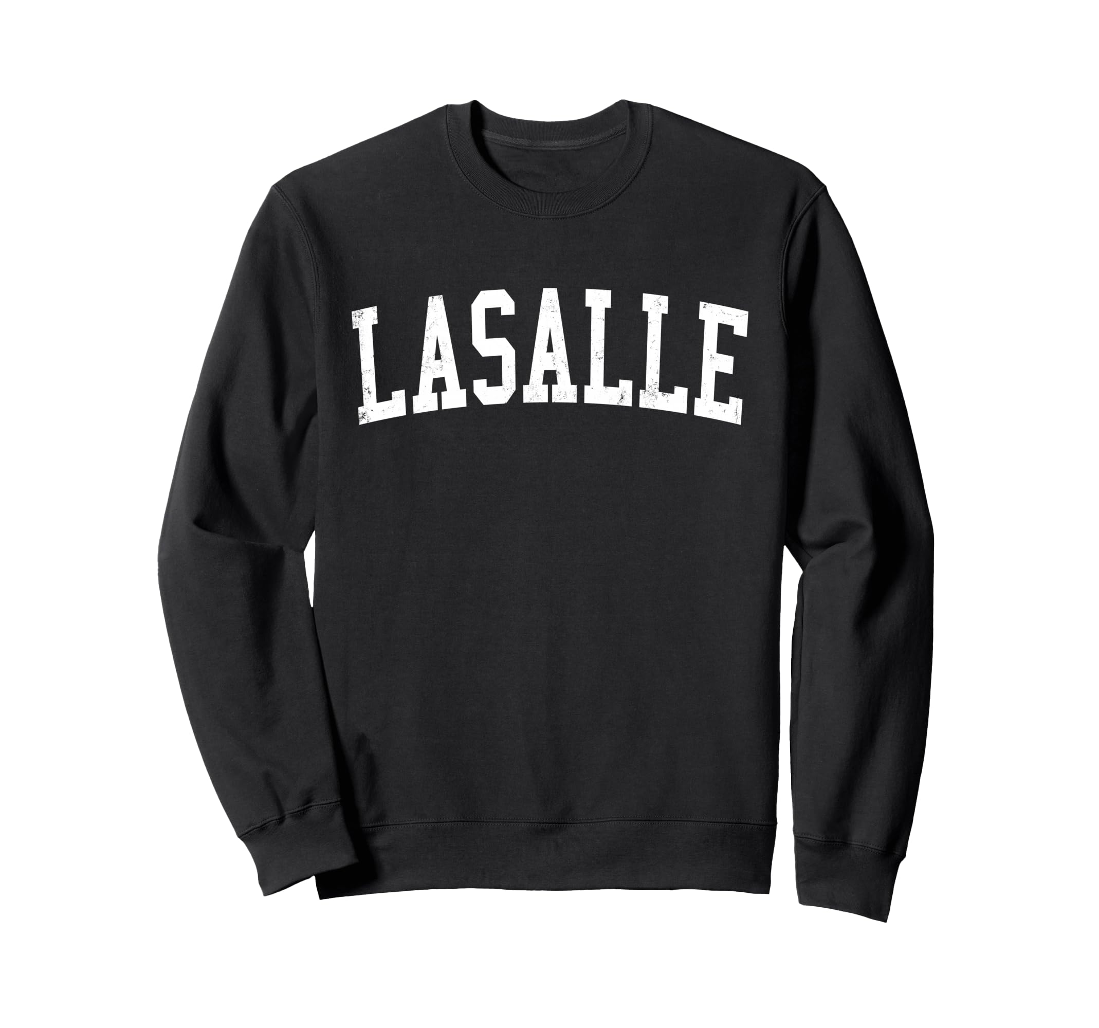 Lasalle Il Distressed White Varsity Sweatshirt - Trendy Graphic Men Women - T-Shirt, Sweatshirt, Hoodie