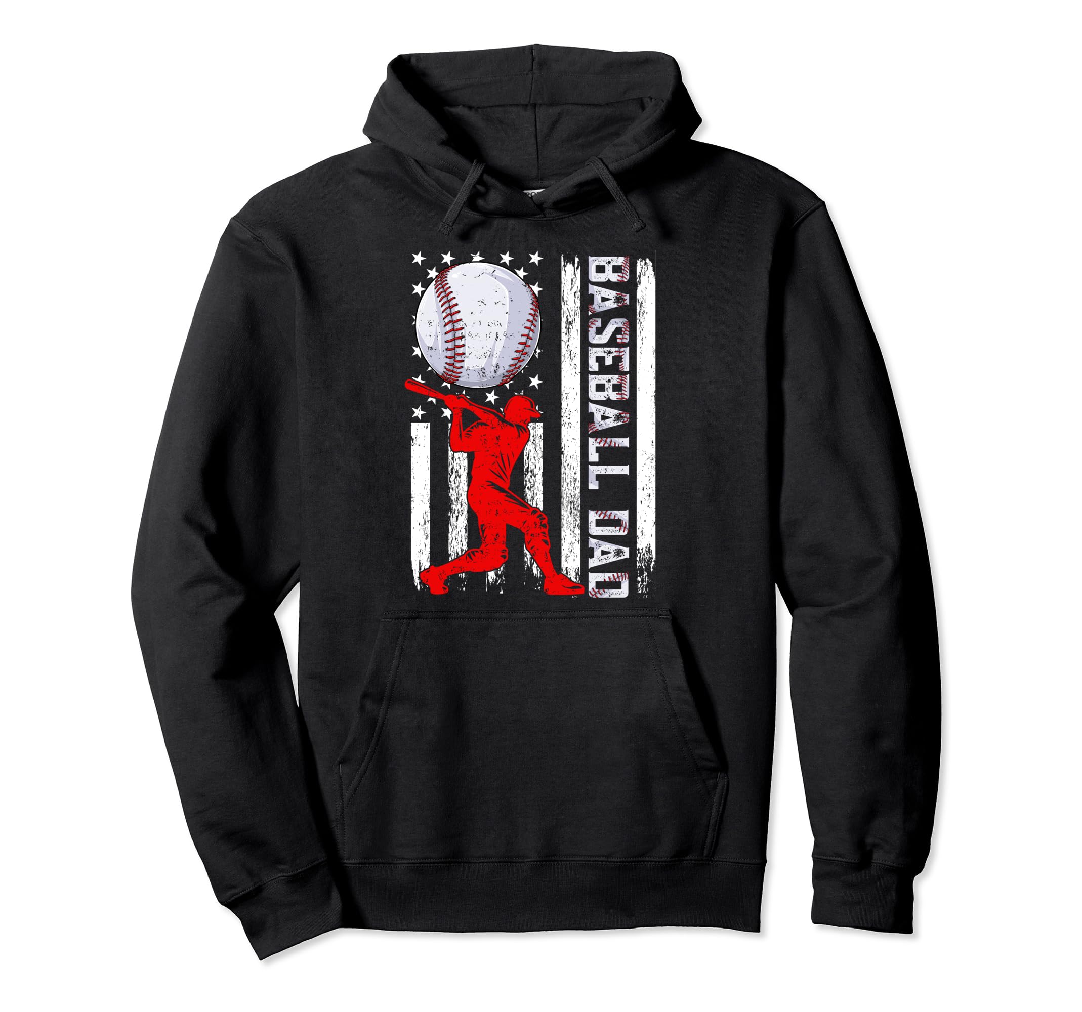 Baseball Dad Baseball Lover Usa Flag Hoodie - Streetwear Style Men Women - T-Shirt, Sweatshirt, Hoodie