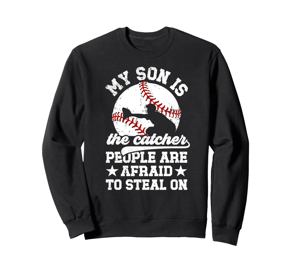 My Son Is Baseball Catcher Mom Baseball Sweatshirt - Trendy Graphic Unisex - T-Shirt, Sweatshirt, Hoodie