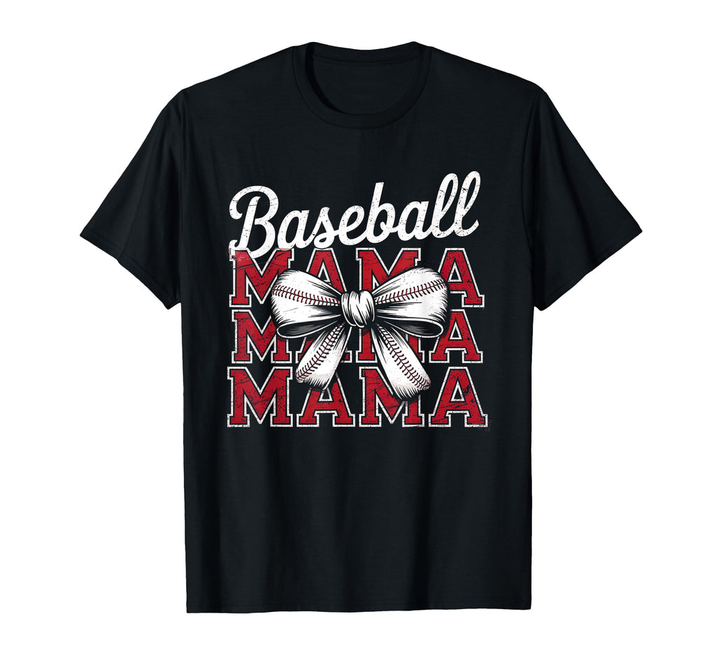 Baseball Mama Coquette Bow Game T-Shirt - Casual Everyday Wear Men Women - T-Shirt, Sweatshirt, Hoodie