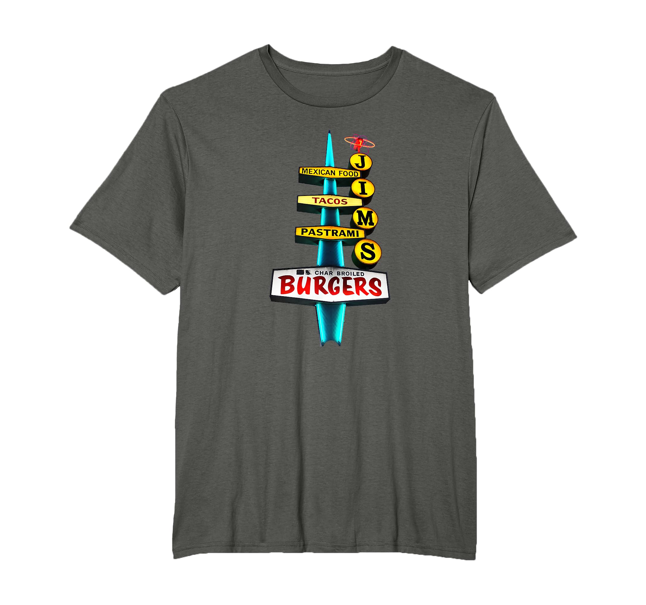 Jims Burger Sign T-Shirt - Fun Novelty Design for Adults - T-Shirt, Sweatshirt, Hoodie
