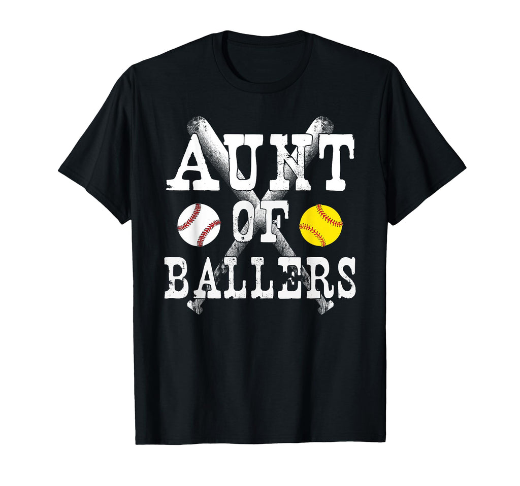 Aunt Ballers Funny Baseball Softball T-Shirt - Novelty Apparel for Adults - T-Shirt, Sweatshirt, Hoodie