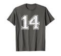Number 14 Fourteen Distressed Sports T-Shirt - Unique Graphic Men Women - T-Shirt, Sweatshirt, Hoodie