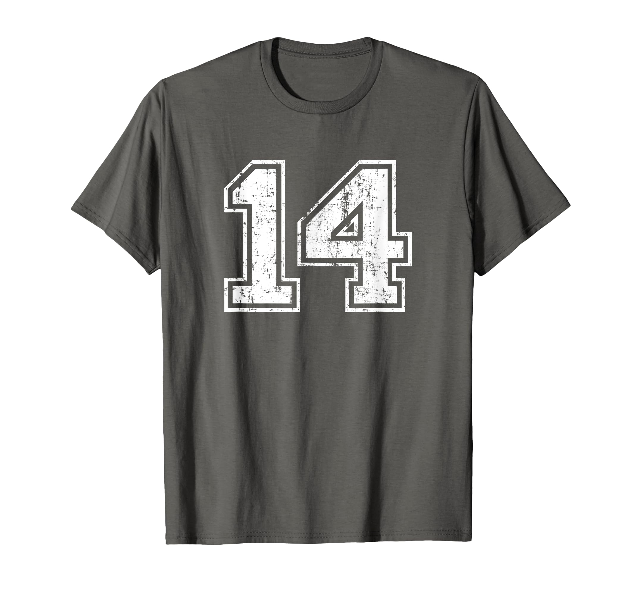 Number 14 Fourteen Distressed Sports T-Shirt - Unique Graphic Men Women - T-Shirt, Sweatshirt, Hoodie