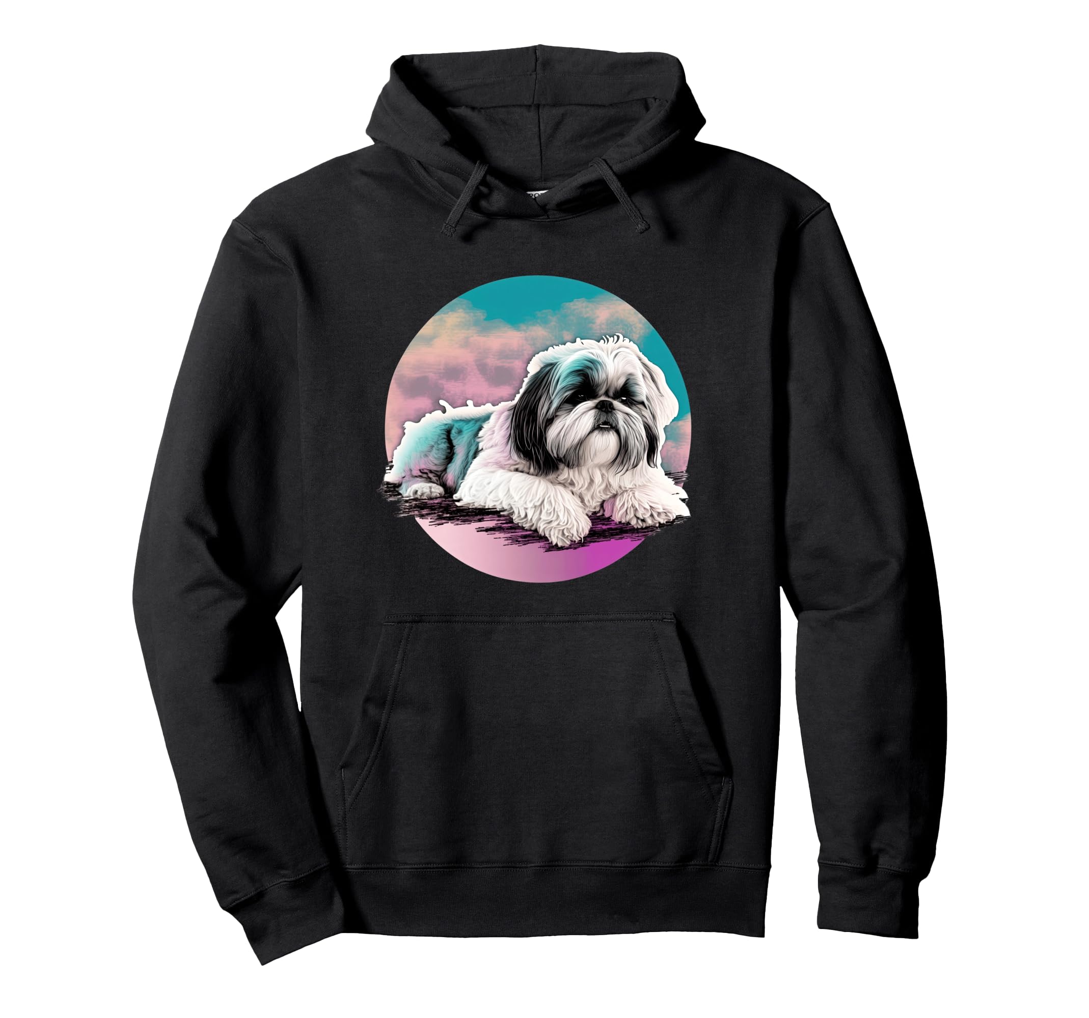 Shih Tzu Vaporwave Retrowave Aesthetic Hoodie - Streetwear Style Men Women - T-Shirt, Sweatshirt, Hoodie