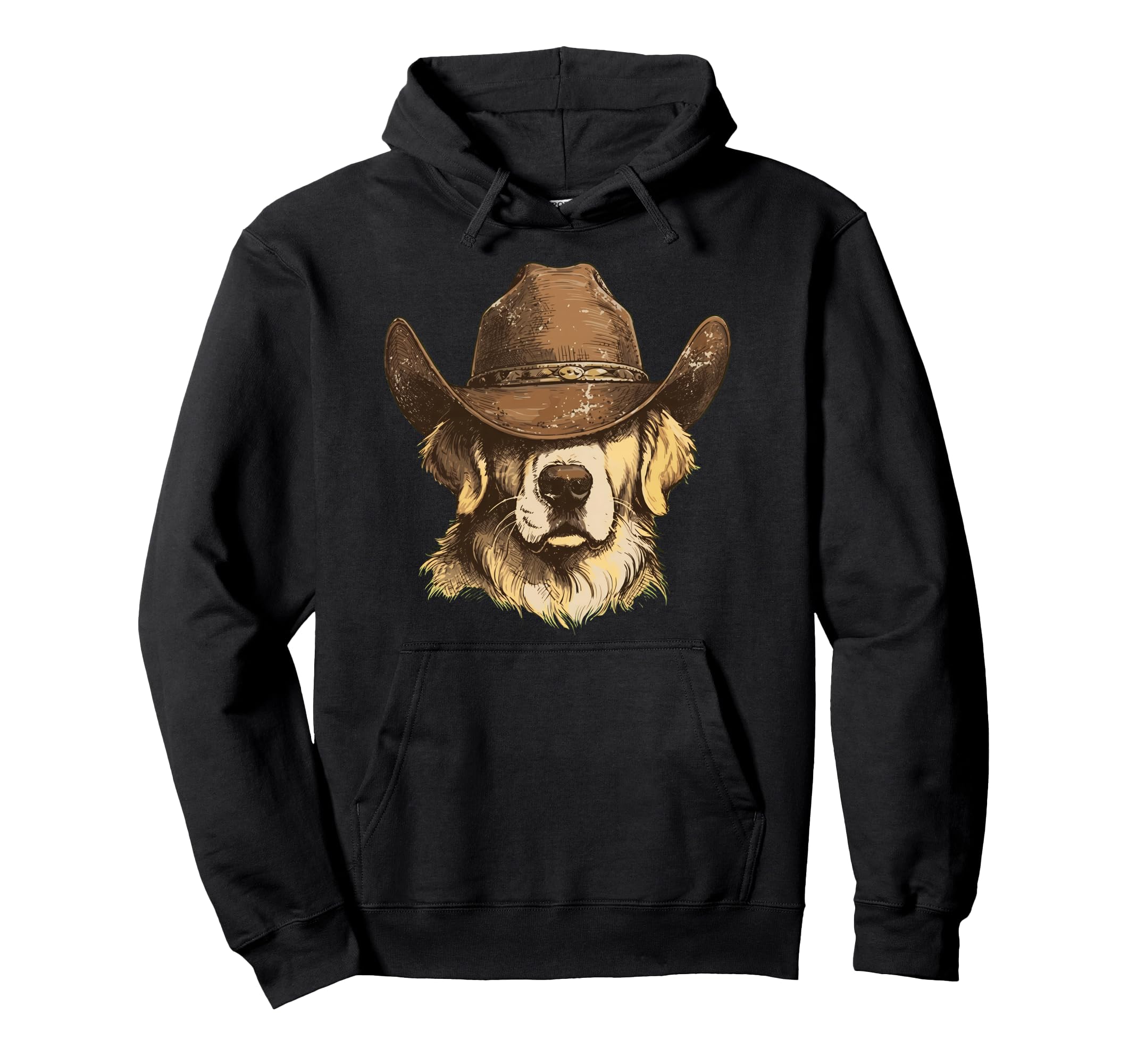 Golden Retriever Cowboy Western Hat Hoodie - Streetwear Style Unisex - T-Shirt, Sweatshirt, Hoodie