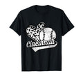 Cincinnati Baseball Leopard Heart T-Shirt - Novelty Apparel Unisex - T-Shirt, Sweatshirt, Hoodie