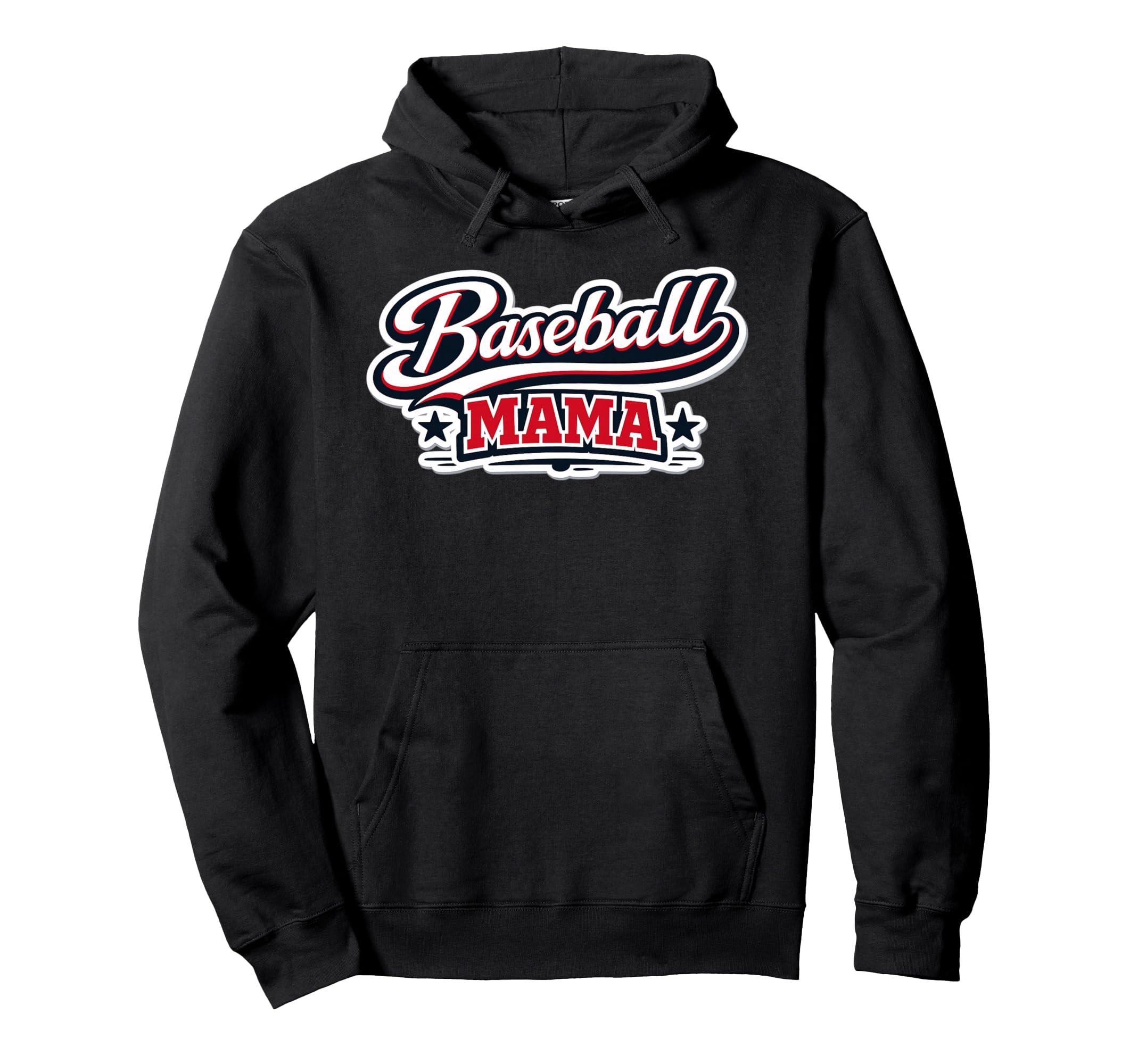 Baseball Mama Script Red White Blue Mothers Hoodie - Trendy Graphic Unisex - T-Shirt, Sweatshirt, Hoodie