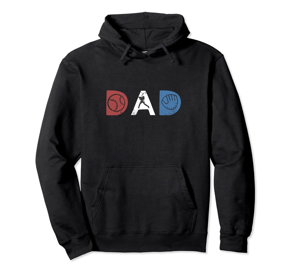 Baseball Dad Softball Red White Blue Hoodie - Novelty Apparel Unisex - T-Shirt, Sweatshirt, Hoodie