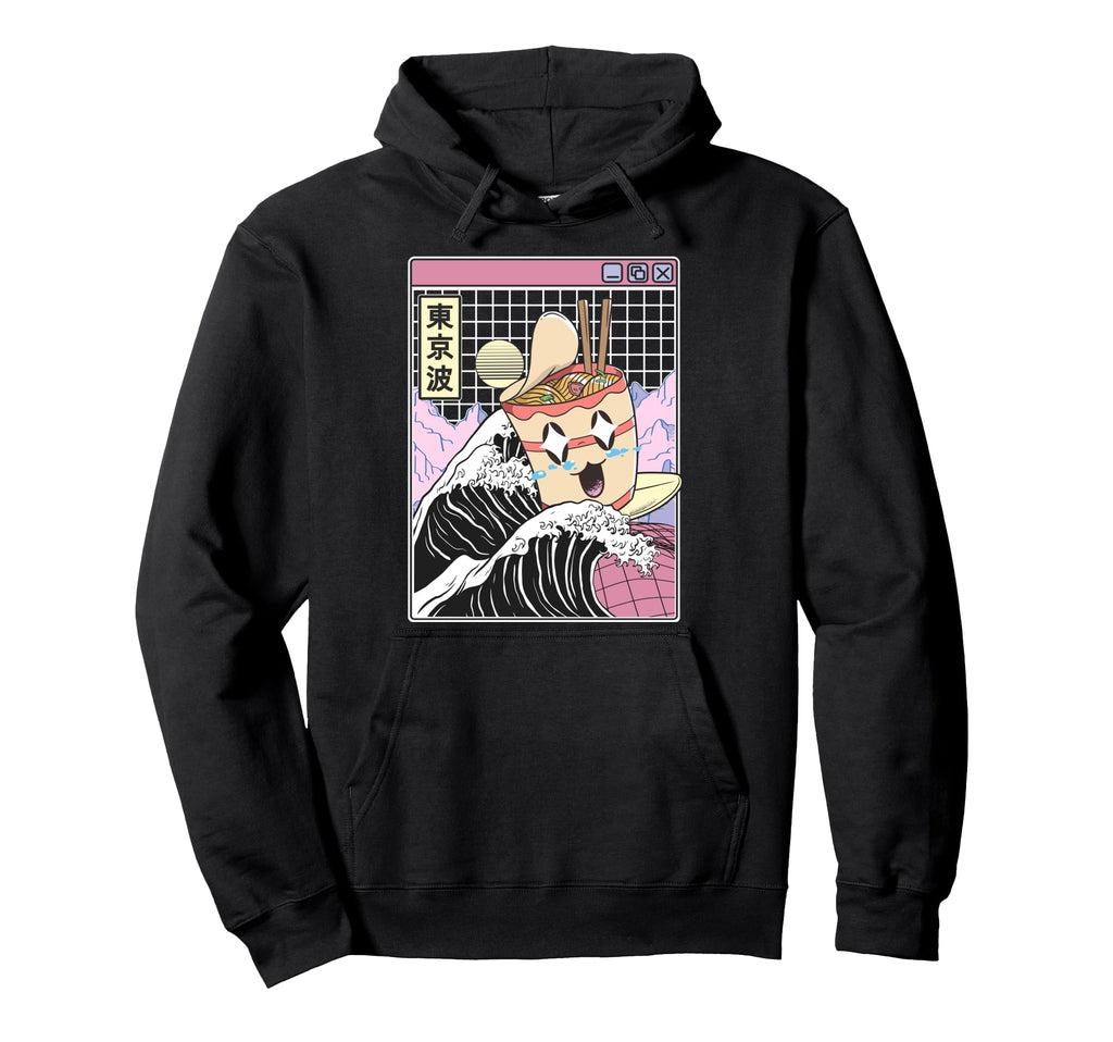 Instant Ramen Noodles Surfing Japanese Hoodie - Graphic Print for Adults - T-Shirt, Sweatshirt, Hoodie