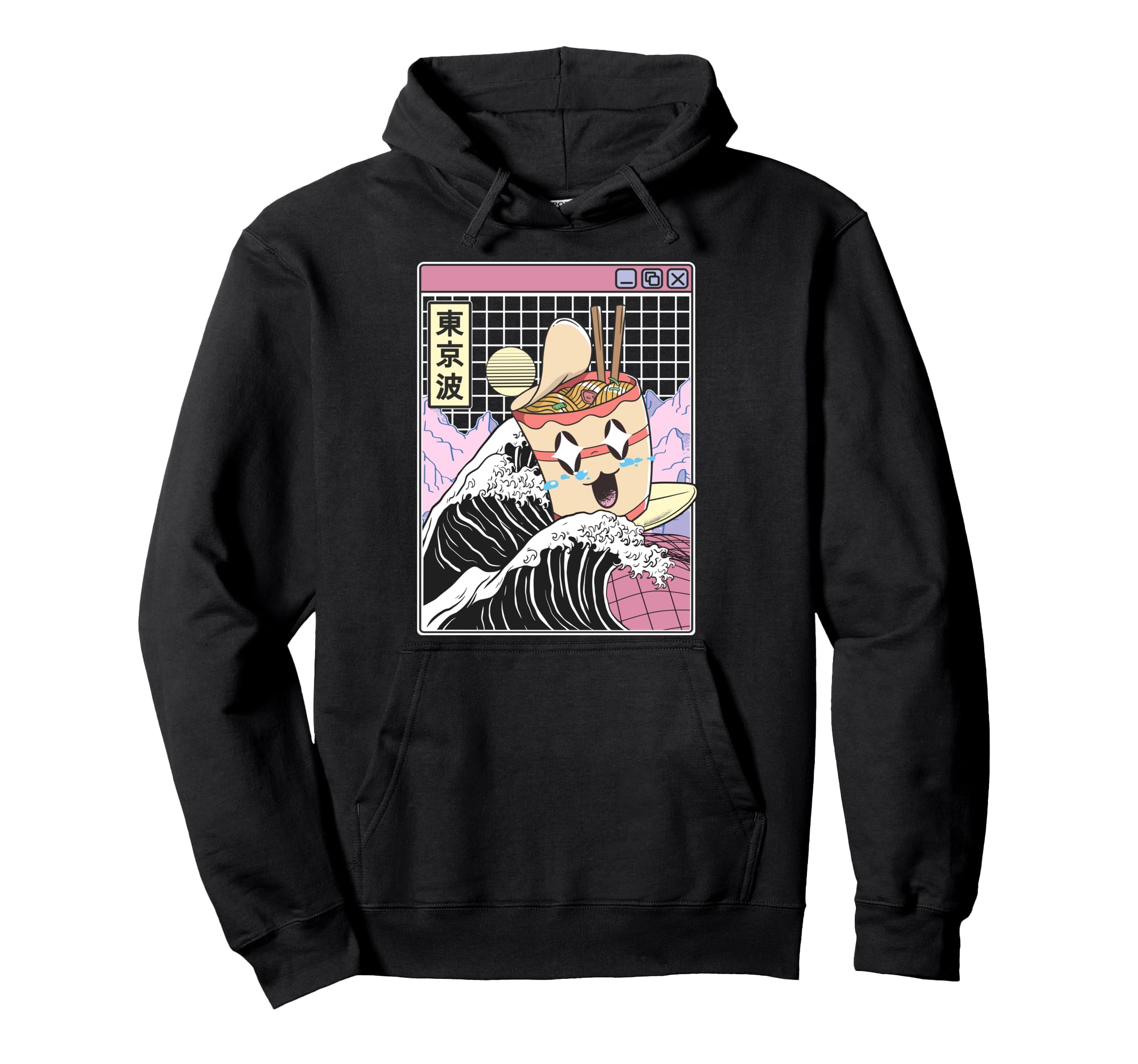 Instant Ramen Noodles Surfing Japanese Hoodie - Graphic Print for Adults - T-Shirt, Sweatshirt, Hoodie