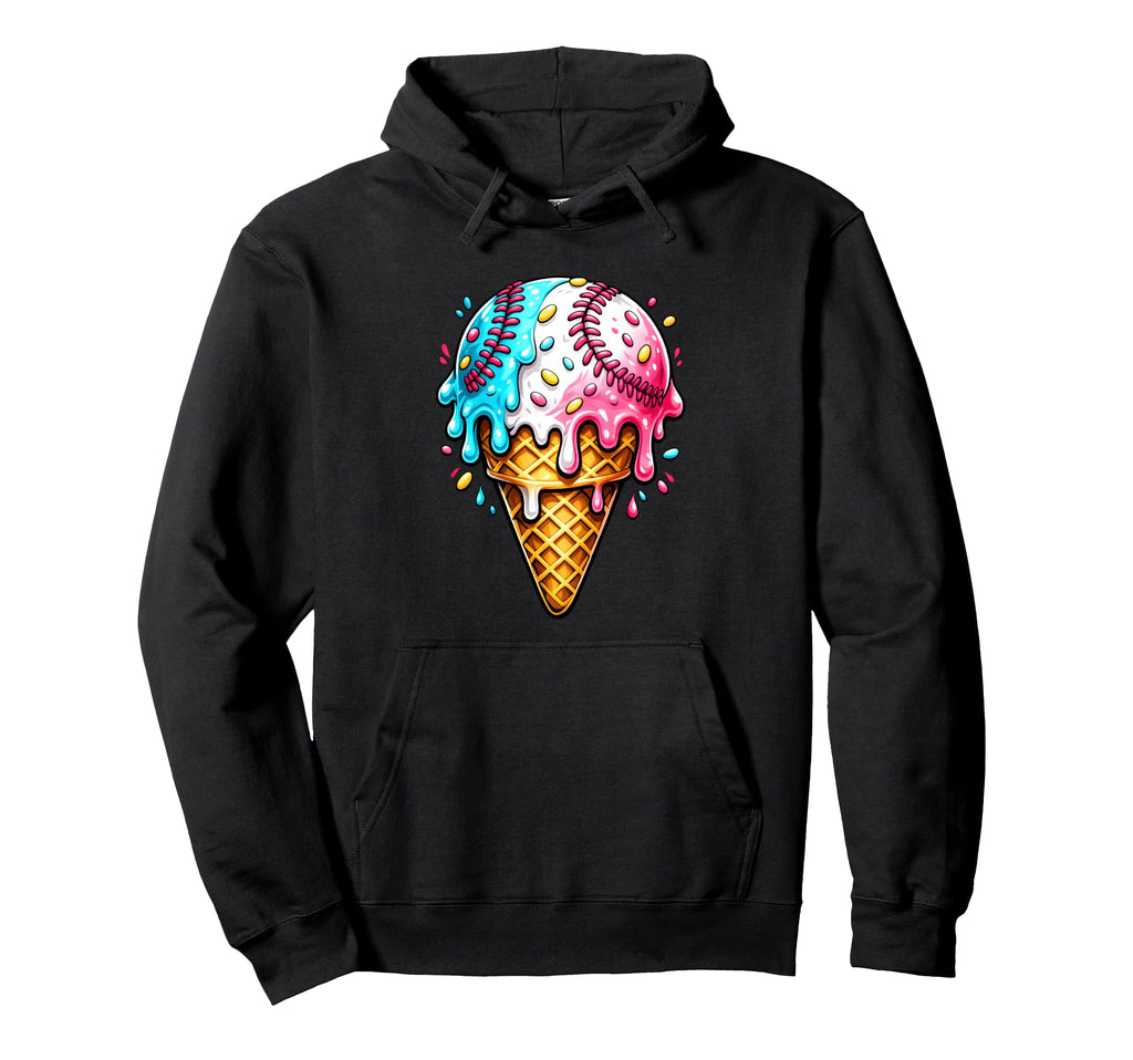 Baseball Ice Cream Melt Funny Summer Hoodie - Novelty Apparel for Adults - T-Shirt, Sweatshirt, Hoodie
