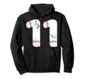 Number 11 Baseball Distressed Team Hoodie - Minimalist Print Men Women - T-Shirt, Sweatshirt, Hoodie