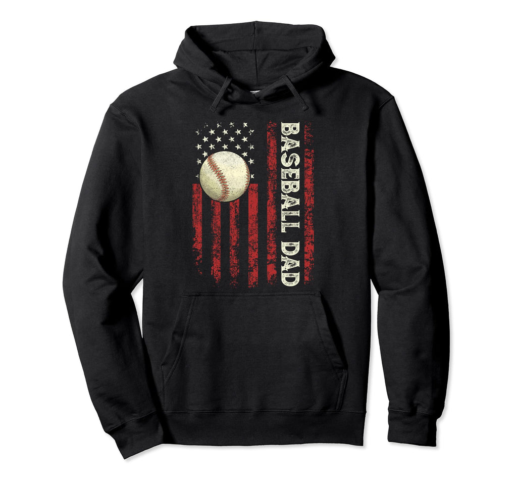 Fathers Day Baseball Dad Usa Flag Gifts Hoodie - Aesthetic Graphic Unisex - T-Shirt, Sweatshirt, Hoodie