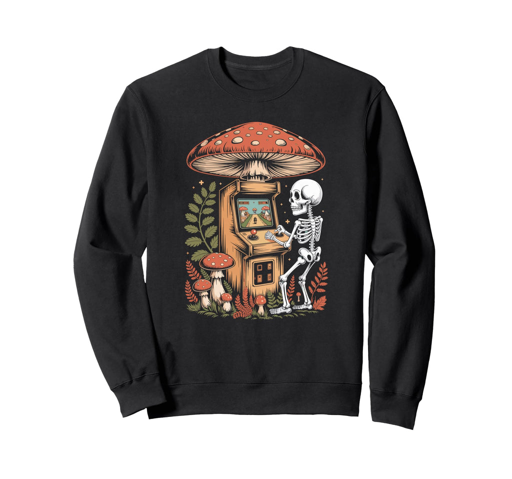Arcade Skeleton Player Under Woodland Sweatshirt - Novelty Apparel Unisex - T-Shirt, Sweatshirt, Hoodie