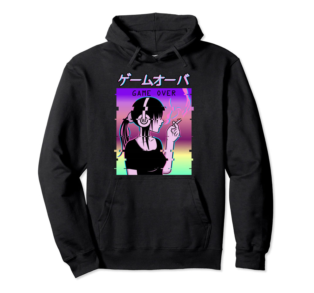 Sad Anime Vaporwave Japanese Aesthetic Hoodie - Streetwear Style Unisex - T-Shirt, Sweatshirt, Hoodie
