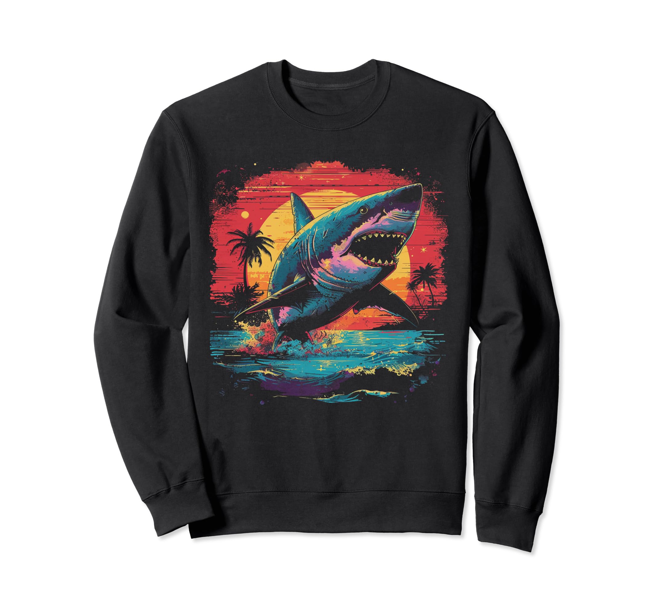 Shark Vaporwave Aesthetic Synthwave Sweatshirt - Novelty Apparel Unisex - T-Shirt, Sweatshirt, Hoodie